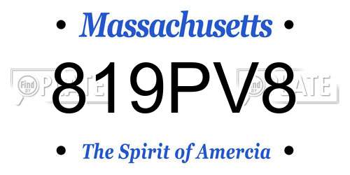 819PV8 Massachusetts License Plate