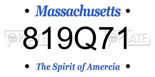 819Q71 Massachusetts License Plate