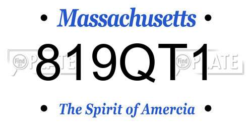 819QT1 Massachusetts License Plate