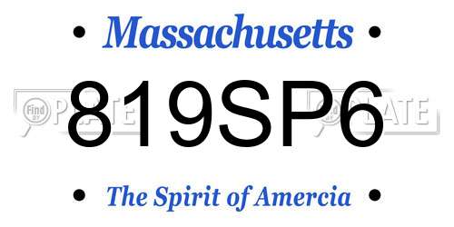 819SP6 Massachusetts License Plate