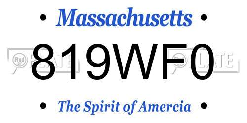 819WF0 Massachusetts License Plate