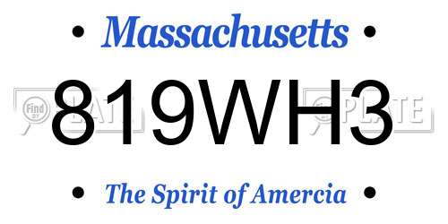 819WH3 Massachusetts License Plate