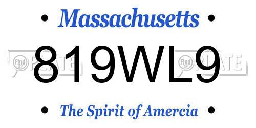 819WL9 Massachusetts License Plate