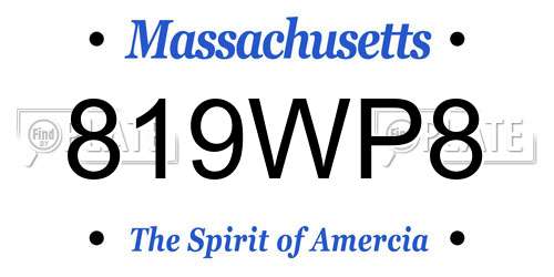 819WP8 Massachusetts License Plate