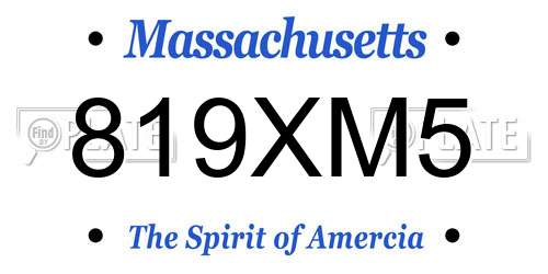 819XM5 Massachusetts License Plate