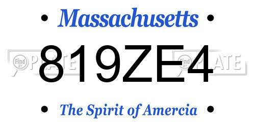 819ZE4 Massachusetts License Plate