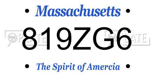819ZG6 Massachusetts License Plate