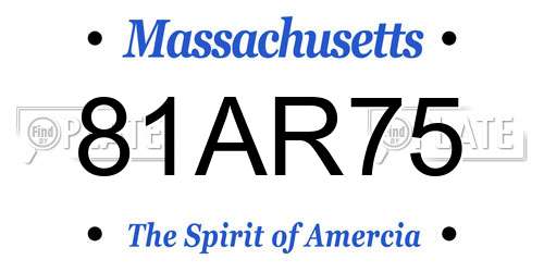 81AR75 Massachusetts License Plate