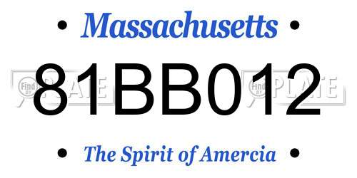 81BB012 Massachusetts License Plate