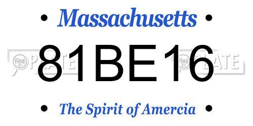 81BE16 Massachusetts License Plate