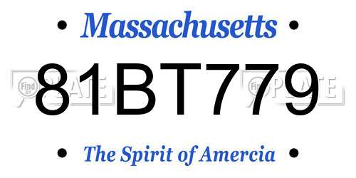 81BT779 Massachusetts License Plate