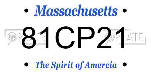 81CP21 Massachusetts License Plate