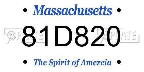 81D820 Massachusetts License Plate