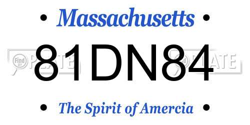81DN84 Massachusetts License Plate