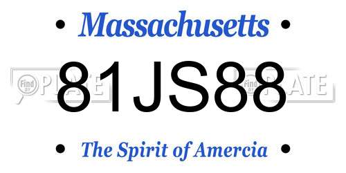 81JS88 Massachusetts License Plate