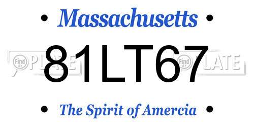 81LT67 Massachusetts License Plate