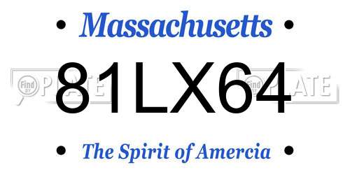 81LX64 Massachusetts License Plate