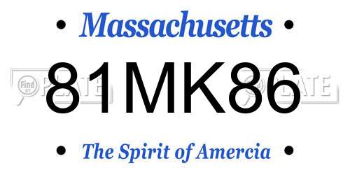81MK86 Massachusetts License Plate