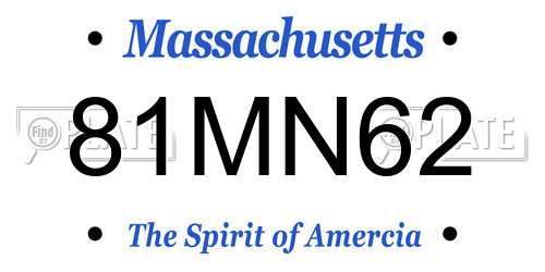 81MN62 Massachusetts License Plate