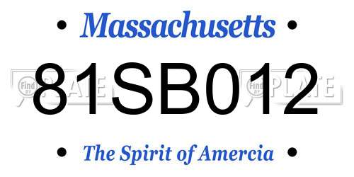 81SB012 Massachusetts License Plate