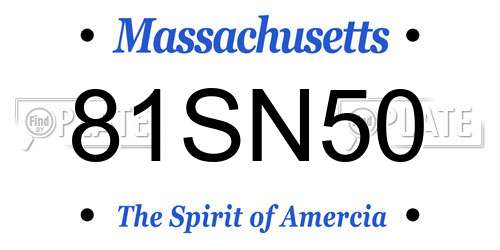 81SN50 Massachusetts License Plate
