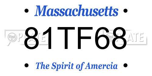 81TF68 Massachusetts License Plate