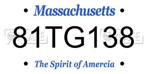 81TG138 Massachusetts License Plate