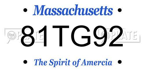 81TG92 Massachusetts License Plate