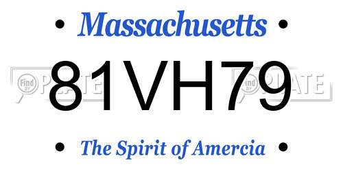 81VH79 Massachusetts License Plate