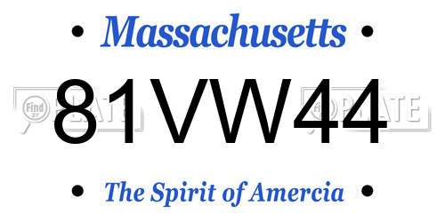 81VW44 Massachusetts License Plate