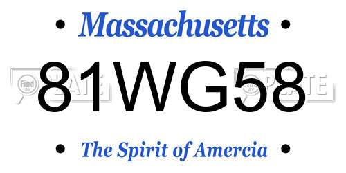 81WG58 Massachusetts License Plate