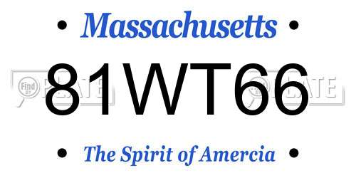 81WT66 Massachusetts License Plate