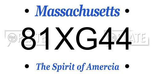 81XG44 Massachusetts License Plate