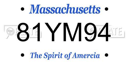 81YM94 Massachusetts License Plate