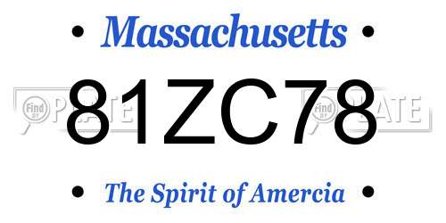 81ZC78 Massachusetts License Plate