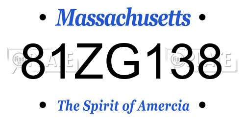 81ZG138 Massachusetts License Plate