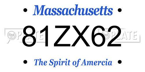 81ZX62 Massachusetts License Plate