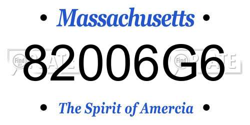 82006G6 Massachusetts License Plate
