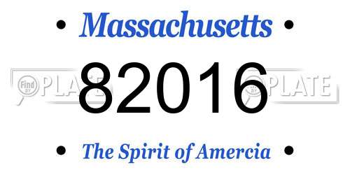 82016 Massachusetts License Plate