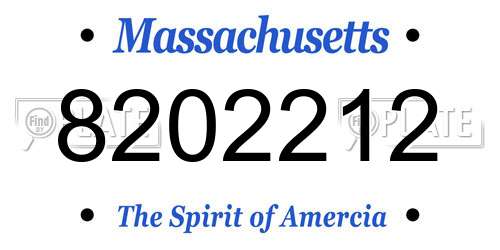 8202212 Massachusetts License Plate
