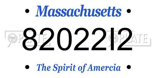 82022I2 Massachusetts License Plate
