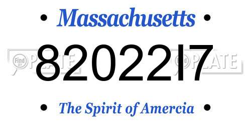 82022I7 Massachusetts License Plate