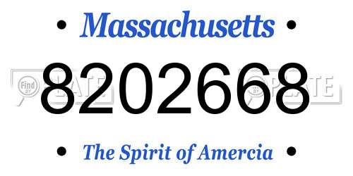 8202668 Massachusetts License Plate