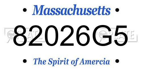 82026G5 Massachusetts License Plate