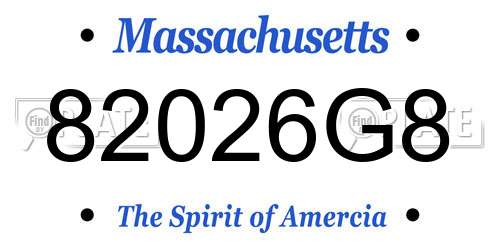 82026G8 Massachusetts License Plate