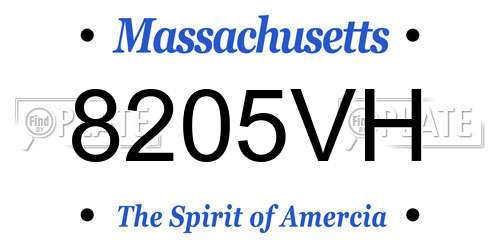 8205VH Massachusetts License Plate