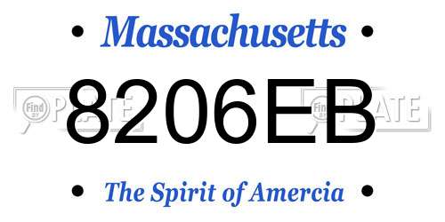 8206EB Massachusetts License Plate