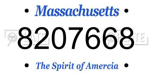 8207668 Massachusetts License Plate