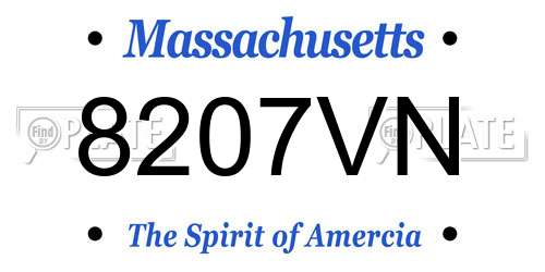 8207VN Massachusetts License Plate