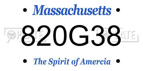 820G38 Massachusetts License Plate